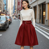 Brushed Lightweight Wool Blend Coating - Salmon Red - Ellamar Collection