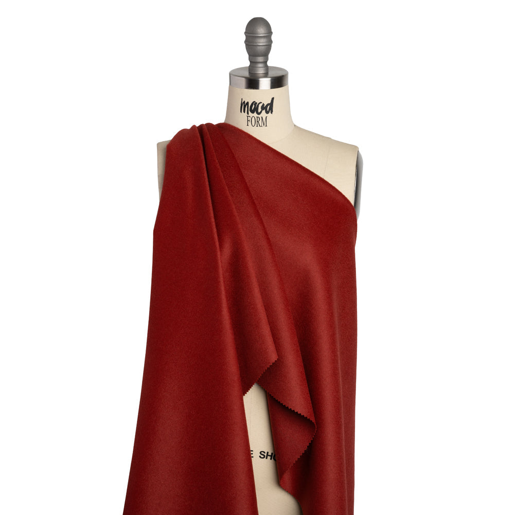 Brushed Lightweight Wool Blend Coating - Salmon Red - Ellamar Collection