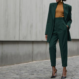 Brushed Lightweight Wool Blend Coating - Green - Ellamar Collection