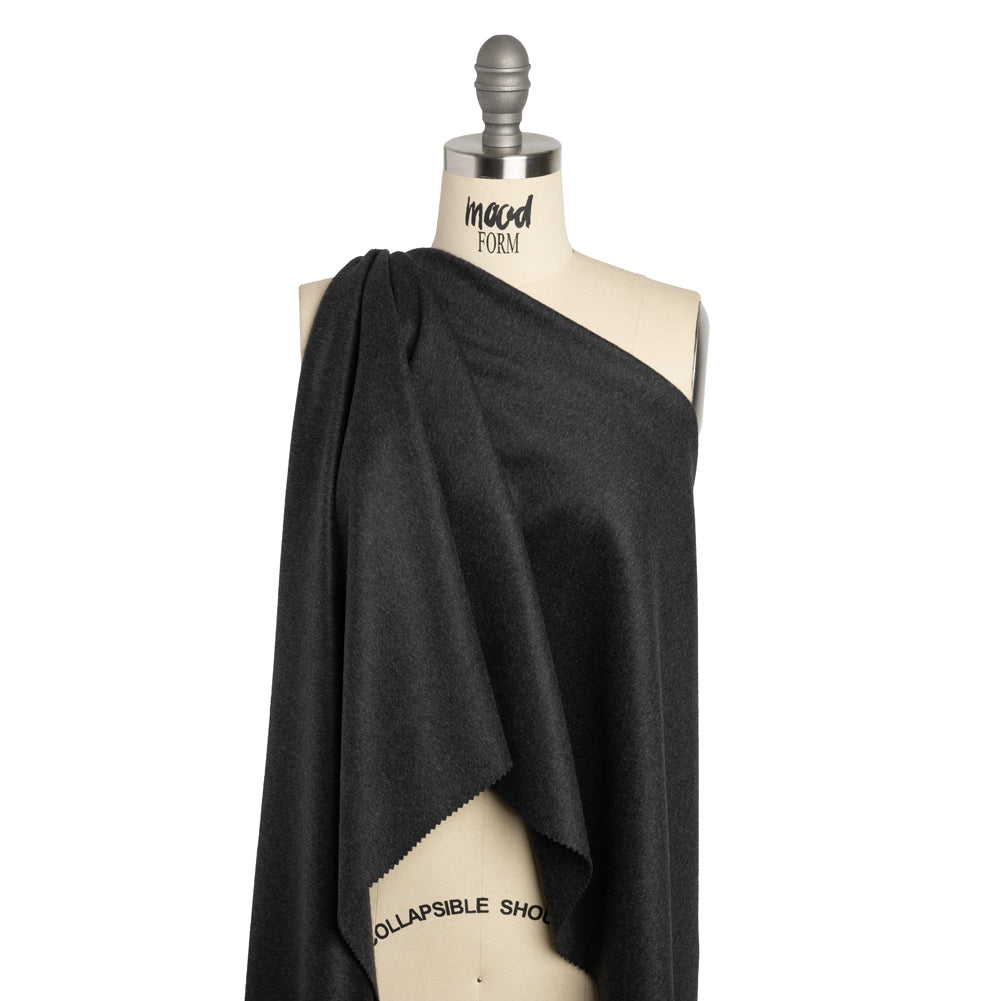 Brushed Lightweight Wool Blend Coating - Charcoal Gray - Ellamar Collection