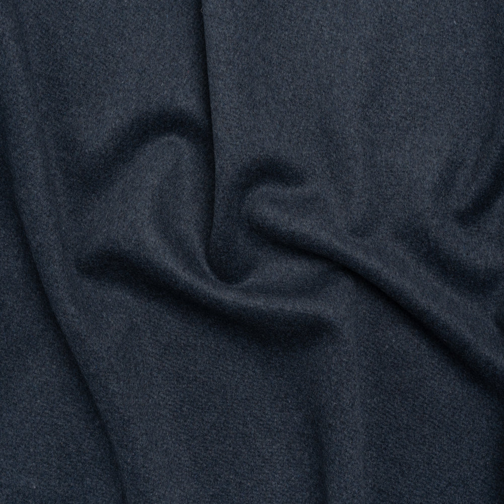 Heavy Brushed Wool Blend Twill Coating - Melange Blue