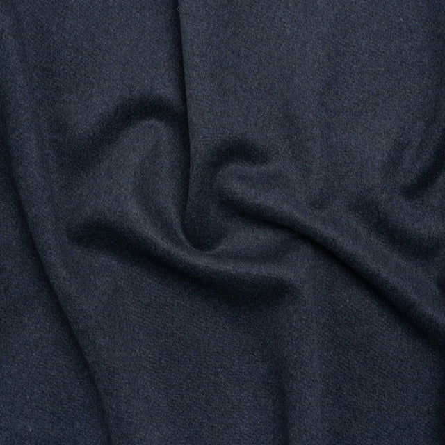 Heavy Brushed Wool Blend Twill Coating - Melange Blue