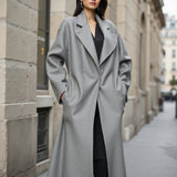 Brushed Wool Blend Coating - Light Gray - Emery Collection