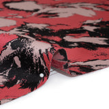 Luxury Polyester Brocade - Pale Pink, Coral and Black Abstract Brushstrokes