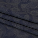 Cotton Dobby Shirting - Navy Blue and Gray Circles in Squares - Deadstock