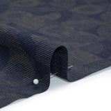 Cotton Dobby Shirting - Navy Blue and Gray Circles in Squares - Deadstock