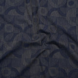 Cotton Dobby Shirting - Navy Blue and Gray Circles in Squares - Deadstock