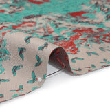 Metallic Luxury Brocade - Red, Turquoise and Cream Rorschach Stripes