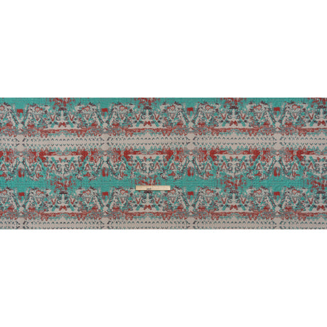Metallic Luxury Brocade - Red, Turquoise and Cream Rorschach Stripes