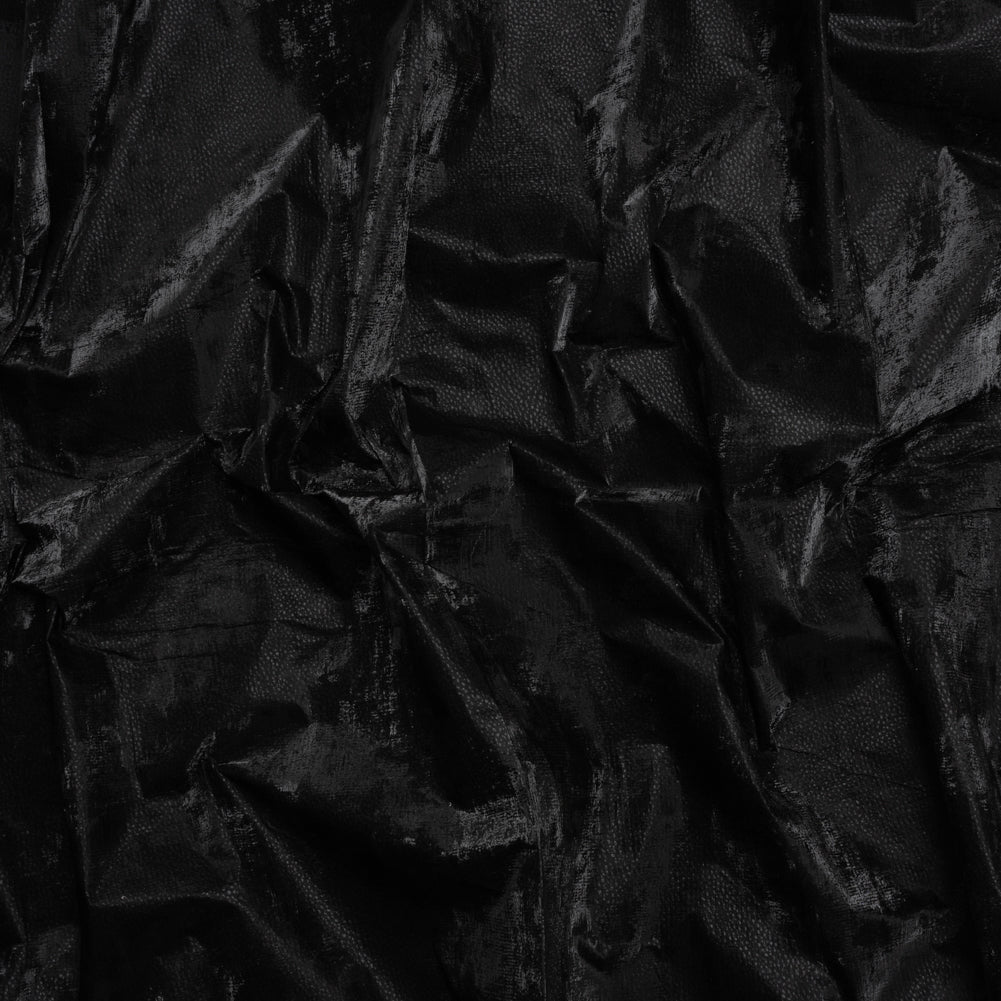 PU Coated Tyvek - Tactile Black Faux Leather Look