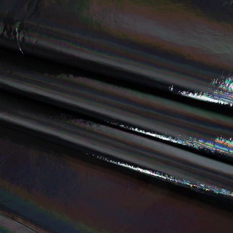 PU Coated Tyvek - Holographic Rainbow Glossy Black