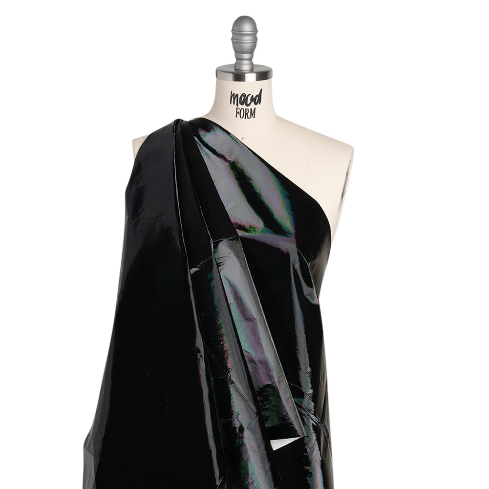 PU Coated Tyvek - Holographic Rainbow Glossy Black