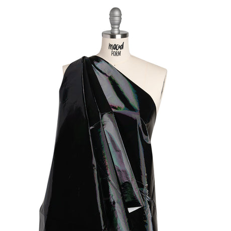 PU Coated Tyvek - Holographic Rainbow Glossy Black