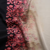 Silk Charmeuse 19mm - Pink, Black and Cream Floral Field Border