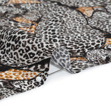 Silk Charmeuse 19mm - White, Black and Beige Snow Leopards