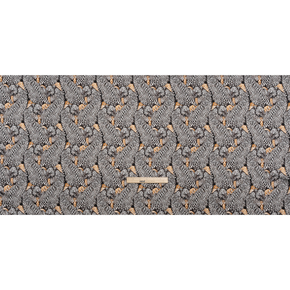 Silk Charmeuse 19mm - White, Black and Beige Snow Leopards