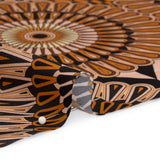 Silk Charmeuse 19mm - Tan, Nude and Black Retro Medallions