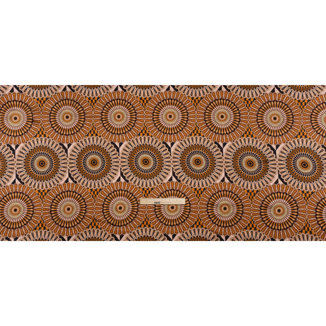 Silk Charmeuse 19mm - Tan, Nude and Black Retro Medallions