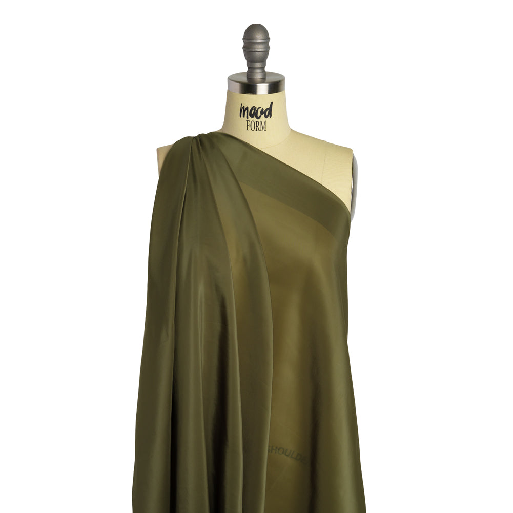 Stretch Polyester Twill Lining - Olive - Josephine Collection