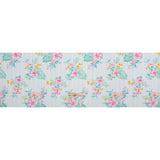 Stretch Rayon Jersey Print - Pale Blue, Coral and Pink Tropical Florals over Stripes - Deadstock