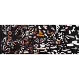 Silk Charmeuse Print - Black, White and Orange Blobs and Butterflies - Made in Italy