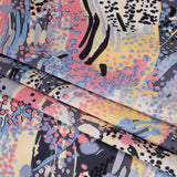 Silk Charmeuse Print - Pink, Butter Yellow and Sky Blue Flowing Streaks and Spots - Made in Italy