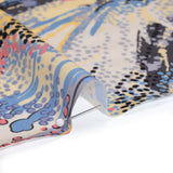 Silk Charmeuse Print - Pink, Butter Yellow and Sky Blue Flowing Streaks and Spots - Made in Italy