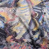 Silk Charmeuse Print - Pink, Butter Yellow and Sky Blue Flowing Streaks and Spots - Made in Italy