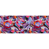 Silk Charmeuse Print - Periwinkle, Orange and Fuchsia Retro Floral Swirl - Made in Italy