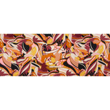 Silk Charmeuse Print - Russet Brown, Orange and Peach Retro Floral Swirl - Made in Italy