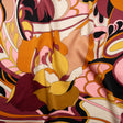 Silk Charmeuse Print - Russet Brown, Orange and Peach Retro Floral Swirl - Made in Italy