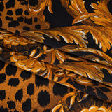 Silk Charmeuse Print - Black and Gold Floral Ornaments and Animal Spots - Made in Italy