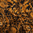 Silk Charmeuse Print - Black and Gold Floral Ornaments and Animal Spots - Made in Italy