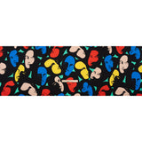 Silk Charmeuse Print - Black, Beige, and Primary Color Faces - Made in Italy