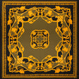Silk Charmeuse Panel Print - Black, Olive Green and Gold Ornate Florals - Made in Italy
