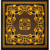 Silk Charmeuse Panel Print - Black, Brown and Gold Ornate Florals - Made in Italy