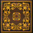 Silk Charmeuse Panel Print - Black, Brown and Gold Ornate Florals - Made in Italy