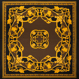 Silk Charmeuse Panel Print - Black, Brown and Gold Ornate Florals - Made in Italy
