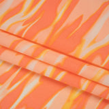 Stretch Nylon Crepe Print - Mango Orange and Peach Pink Abstract - Deadstock