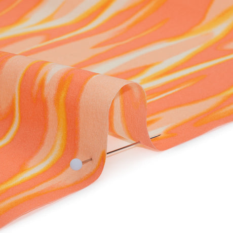 Stretch Nylon Crepe Print - Mango Orange and Peach Pink Abstract - Deadstock