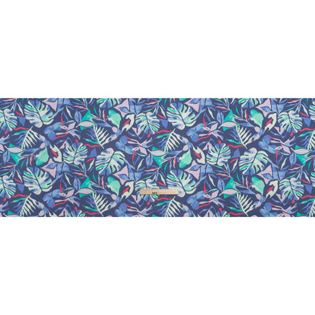 Stretch Nylon Crepe Print - Blue, Teal and Hot Pink Tropical Leaves - Deadstock