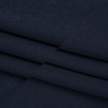 Cotton and Recycled Polyester French Terry - Navy Blue - Deadstock