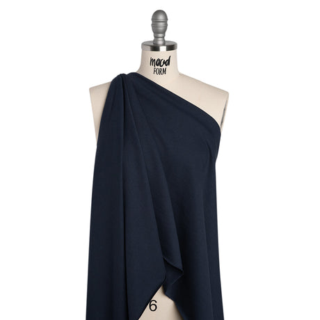 Cotton and Recycled Polyester French Terry - Navy Blue - Deadstock