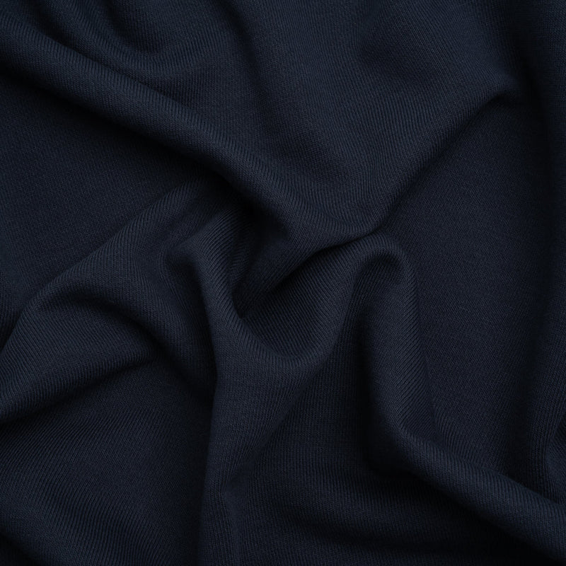 Cotton and Recycled Polyester French Terry - Navy Blue - Deadstock
