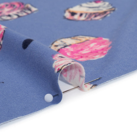 Stretch Polyester Jersey Print - Country Blue, Pink and Navy Cupcakes and Polka Dots - Deadstock