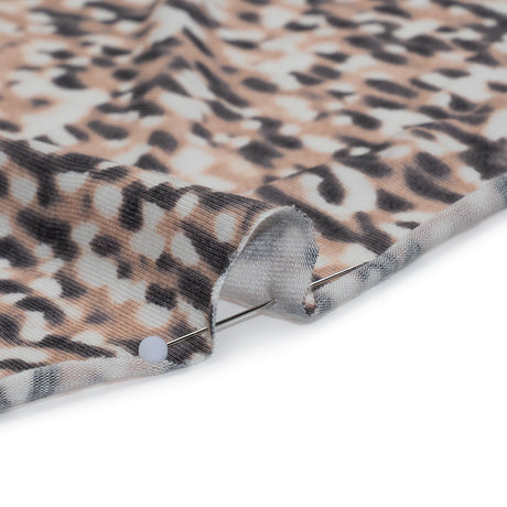 Stretch Modal Jersey Print - Taupe, Black and White Blurred Animal Spots - Deadstock