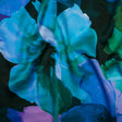 Silk Charmeuse Print 16MM, Made in Italy - Ocean Blue, Lavender, and Dark Green Painterly Flowers