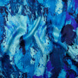 Silk Charmeuse Print 16MM, Made in Italy - Cobalt, Sky Blue and Teal Abstract Brushstrokes