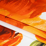 Silk Charmeuse Print 16MM, Made in Italy - Golden Orange, Green and White Painted Tulip Garden