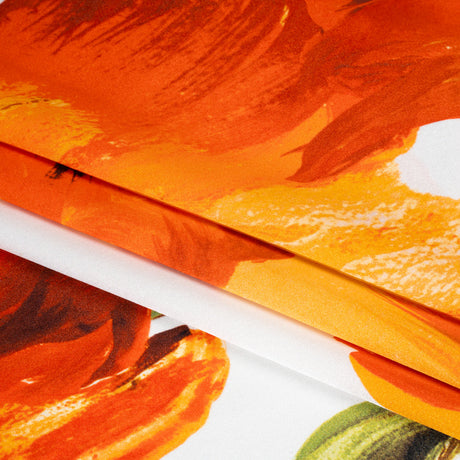 Silk Charmeuse Print 16MM, Made in Italy - Golden Orange, Green and White Painted Tulip Garden